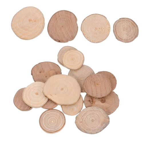 KOCKSHION 18 Stück Runde Holzscheiben Natürliche Baumscheiben für Diy Projekte Unlackierte Holzscheiben für Bastelarbeiten Dekoration und Gartenlandschaftsgestaltung von KOCKSHION