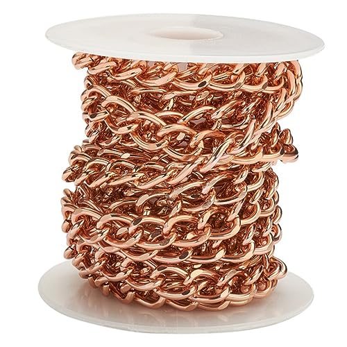 KOCKSHION 1Rolle DIY Aluminiumkette für Schmuckherstellung Roségold Vielseitig Einsetzbar Halskette Armband oder Taschendekoration Sicher und Handfreundlich von KOCKSHION