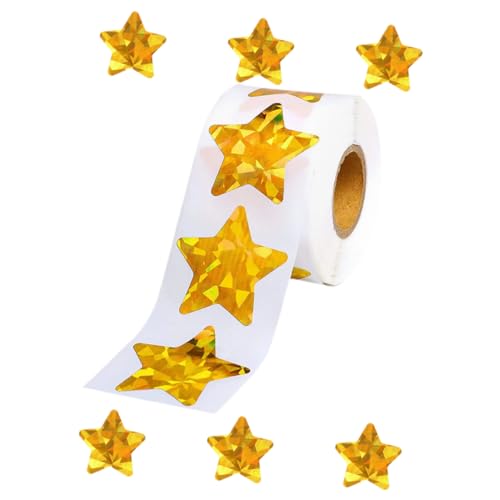 KOCKSHION 1Rolle Selbstklebende Holographische Goldene Sternaufkleber Dekorative DIY Aufkleber für Scrapbooking Tagebuch Fotokarten und Gestaltung KOCKSHION 1Rolle Selbstklebende Holographische Goldene Sternaufkleber Dekorative DIY Aufkleber für Scrapbooking Tagebuch Fotokarten und Gestaltung von KOCKSHION