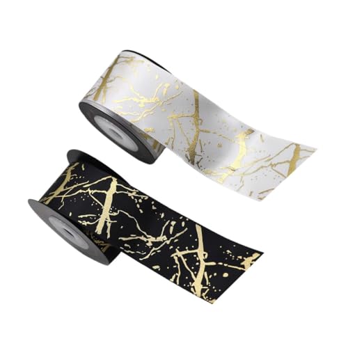 KOCKSHION 2 Rollen Dekoratives Polyester Verpackungsband mit Goldprägung Yards für Hochzeiten und Bastelprojekte Langlebig und Wiederverwendbar von KOCKSHION