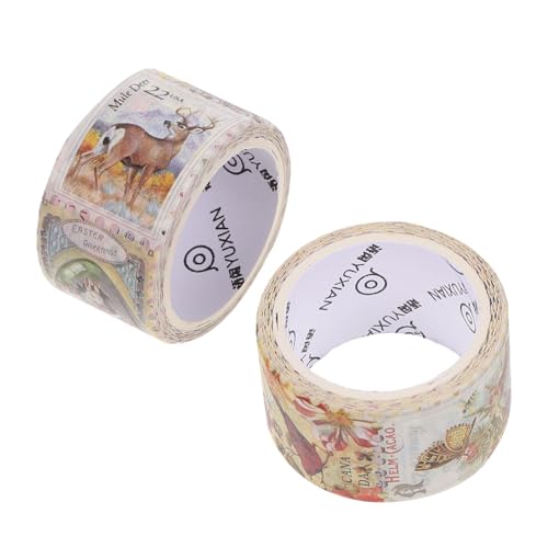 KOCKSHION 2 Rollen Vintage Washi Tape Stempel Washi Klebeband für Scrapbooking DIY Vintage Sticker für Notizbuch Kalender Album Dekoration von KOCKSHION