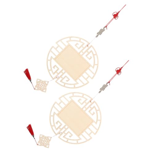 KOCKSHION 2 Stück Chinesische Hängende Dekorationen mit Knoten und Quaste Unvollendete Holzscheiben zum Malen für Kreative für Festliche Raumgestaltung und Diy Projekte von KOCKSHION