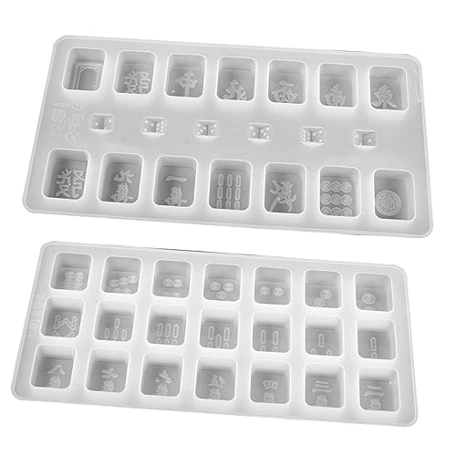 KOCKSHION 2 Stück DIY Silikon Mahjong und Würfel Formen Epoxidharz Gießformen für Kreative Bastelarbeiten Farblich Gemischt Wiederverwendbar Einfach zu Entformen und Zufällige Farbe von KOCKSHION