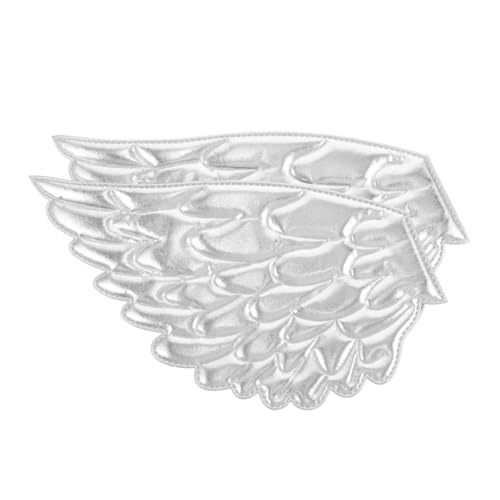 KOCKSHION 2 Stück Engelsflügel Zubehör Flügel-patches- Nähenkostümdekoration Jeansflecken Engelsflügelreparatur Applikation Kleiderdekoration Silver Polyester von KOCKSHION