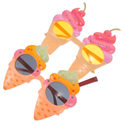 KOCKSHION 2 Stück Hawaii Party Sonnenbrille Lustige Eiscreme Brillen Tragbare und Wiederverwendbare Accessoires für Strand und Maskerade Feiern Foto Requisiten von KOCKSHION