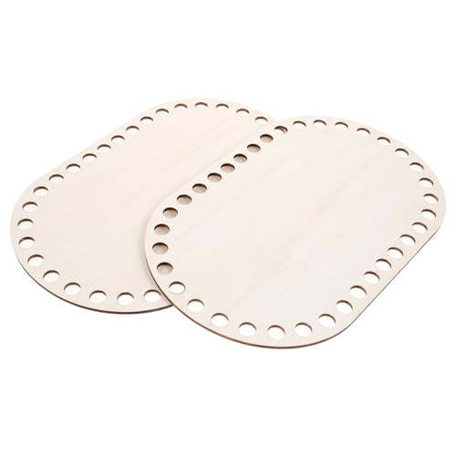 KOCKSHION 2 Stück Holzbasis für Häkelkörbe DIY Knüpf und Stricktaschenboden Ovaler Holzkorb für Anfänger und Handarbeiten und Vielseitig Einsetzbar von KOCKSHION