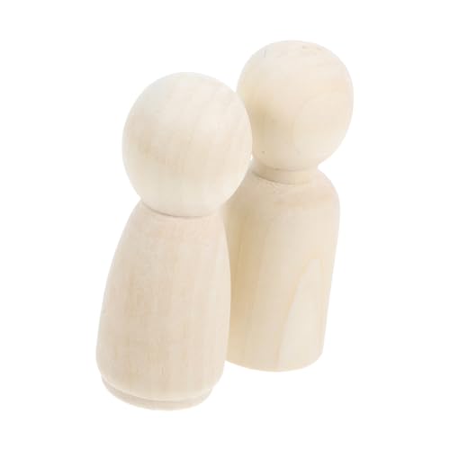 KOCKSHION 2 Stück Holzpuppe Puppen aus Holz Leute pfeifen Holzornamente zum Basteln für Steckpuppen unvollendet Peg-Puppen Beige von KOCKSHION