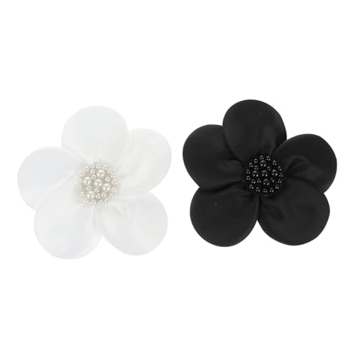 KOCKSHION 2 Stück Perlen Blumen Patches für Diy Bekleidungsaccessoires Blättrige Applikationen Schwarz und Weiß für Kreative Nähprojekte und Styles von KOCKSHION