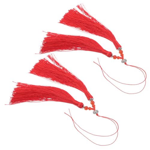 KOCKSHION 2 Stück Tai Chi Quasten Anhänger Traditionelle Chinesische Dekoration für Diy Projekte Schmuck und Schlüsselanhänger Rot Langlebiges Design mit Lotus Doppelquaste von KOCKSHION