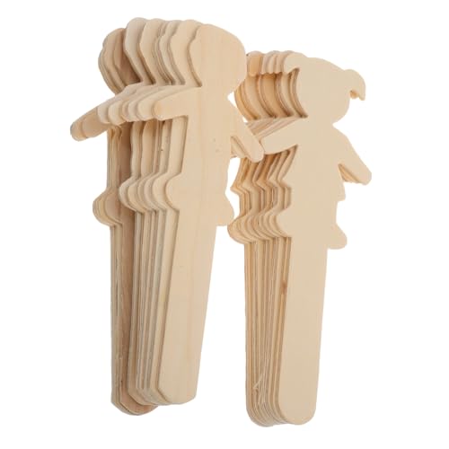 KOCKSHION 20 Stück Holzfiguren für Junge und Mädchen Bastelbedarf Robuste Holz Sticks für Diy Projekte Halloween Dekoration und Klassenzimmergestaltung von KOCKSHION