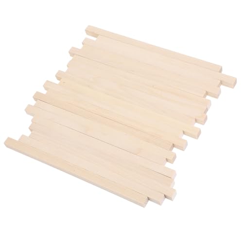 KOCKSHION 20 Stück Massivholz Vierkantstäbe Bastelstäbe Holzstäbe Zum Basteln Holzdübel Holzstreifen Zum Basteln Holzstäbe Hartholzdübel Holz Vierkantdübel Beige von KOCKSHION