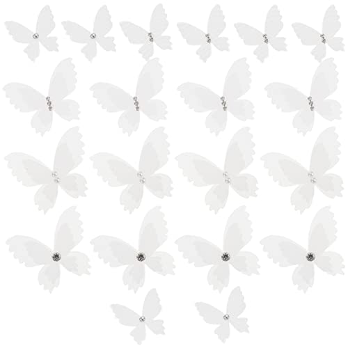 KOCKSHION 20 Stück Organza Schmetterlings Patches Doppellagige Applikationen mit Perlen für DIY Kleidung und Hochzeitsdekoration für Stoffe Taschen und Bastelprojekte von KOCKSHION