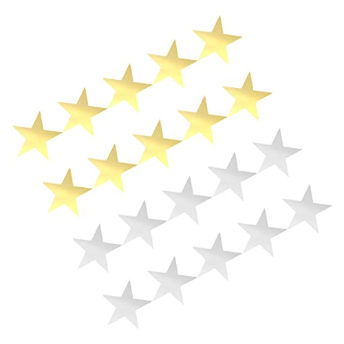 KOCKSHION 20 Stück Teiliges Beidseitig Bedruckte Bunte Papier Sternausschnitte Goldene und Silberne Dekorationen für Klassenzimmer Party und Wandgestaltung Vielseitige Bastel Accessoires von KOCKSHION