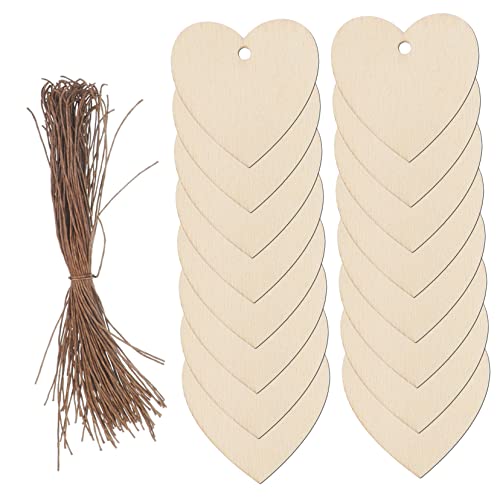 KOCKSHION 200 Stück Holzherzen Anhänger Holz Dekoration für DIY Basteln Unbeschichtet für Valentinstag Geschenkanhänger und Kreative Projekte von KOCKSHION