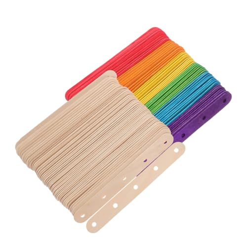 KOCKSHION 200 Stück Holzstifte mit Löchern für Diy Eiscreme Projekte Geeignet für Kinderhandwerk Heimdekorationen und Kreative Bastelarbeiten von KOCKSHION