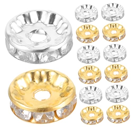 KOCKSHION 200 Stück Runde Rondelle Distanzperlen Strass Lose Perlen Schmuck Distanzstücke Für DIY Armbänder Und Schmuckherstellungszubehör von KOCKSHION