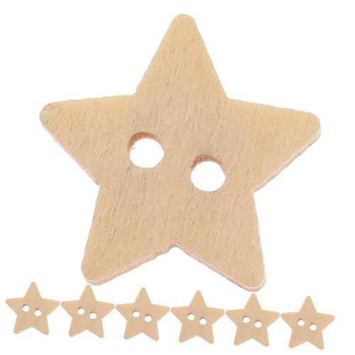KOCKSHION 200Stücke Sternförmige Holzknöpfe Naturholz Design für Bastelprojekte und Scrapbooking und Hautfreundlich von KOCKSHION