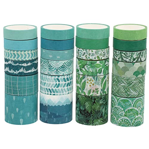 KOCKSHION 24 Rollen Washi Tape Set Frisches Design Papierklebeband für Scrapbooking DIY Kunstprojekte Notizbuch und Planer Boxen Blau Dekoratives Klebeband für Kreative Bastelideen von KOCKSHION