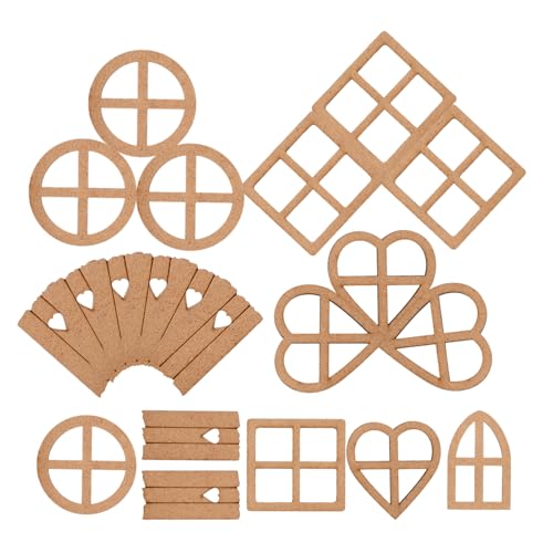 KOCKSHION 24Stücke DIY Holzverzierungen Unlackierte Holzscheiben für Bastelprojekte zum Dekorieren von Türen Fenstern für Verschiedene Feiern Wie Geburtstage von KOCKSHION
