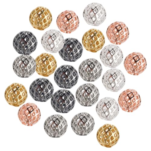 KOCKSHION 25 Stück DIY Schmuckperlen Metall Spacer Beads für Armbandherstellung Loch Handgemachte Bastelperlen Gold Silber Schwarz Roségold und Weiß für Kreative Projekte und von KOCKSHION
