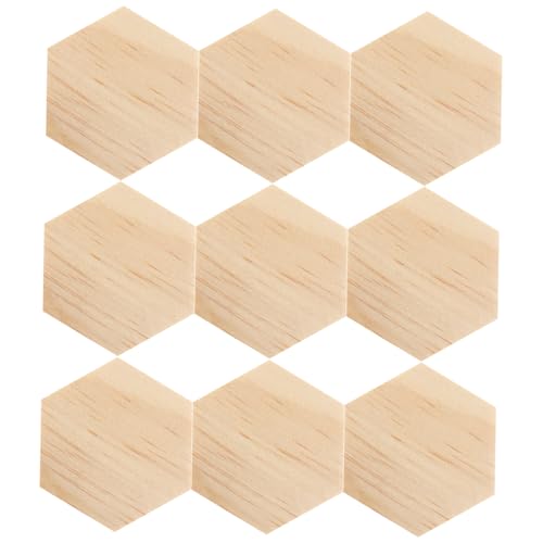 KOCKSHION 25 Stück Sechseckige Holzspäne Holz-tags Unfertige Holzausschnitte Holzscheiben Zum Basteln Unfertige Leere Holzscheiben Holzhandwerk Unvollendet Khaki Hölzern von KOCKSHION