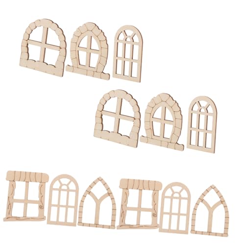 KOCKSHION 25 Stück Teiliges Set Unlackierten Holzfenstern und Türen für DIY Miniaturgärten Kreative Bastelprojekte und Garten Dekoration für Feenhäuser und Outdoor Räume von KOCKSHION