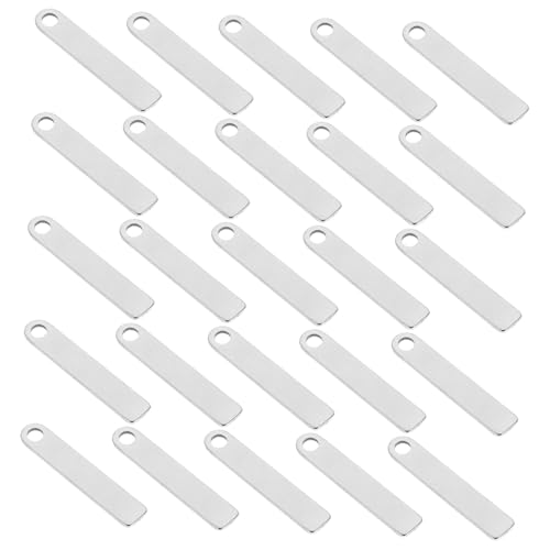 KOCKSHION 25 Stücke Edelstahl Label Tag Edelstahl Schlüsselbund Rohlinge Schlüssel Etiketten Schlüssel Kette Etiketten Silber von KOCKSHION