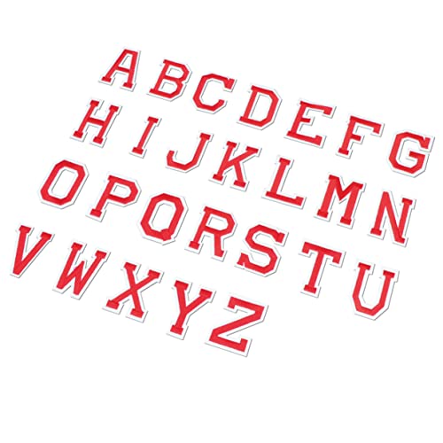 KOCKSHION 26Stücke Teiliges Buchstaben Patch Aufnäher Selbstklebende Gestickte Patches für Kleidung Taschen und DIY Projekte Rot von KOCKSHION