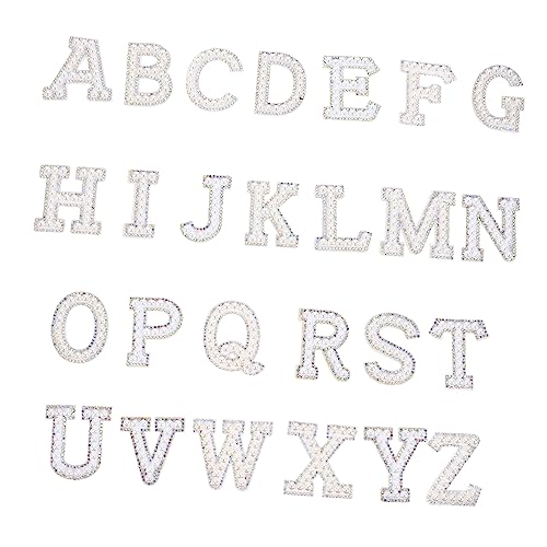 KOCKSHION 26Stücke Teiliges Set Buchstaben Patches zum Aufbügeln Kreative Strass und Perlenapplikationen für Kleidung Taschen und DIY Projekte zum Reparieren und Dekorieren von KOCKSHION