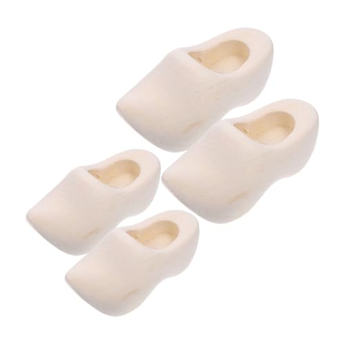 KOCKSHION 2Paare Mini Holzschuhe Leere DIY Holzschuhe für Puppenhaus Dekoration für Bastelprojekte Puppenzubehör Heimdekoration Unifarbenes Holzmaterial von KOCKSHION