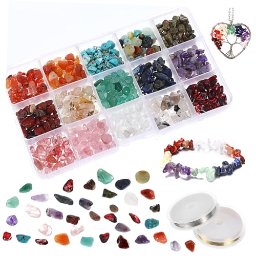 KOCKSHION 2Rolle DIY Kristallperlen mit Farben Unregelmäßige Natursteinperlen und Kupferdraht für Schmuckherstellung Bastelprojekte und KOCKSHION 2Rolle DIY Kristallperlen mit Farben Unregelmäßige Natursteinperlen und Kupferdraht für Schmuckherstellung Bastelprojekte und von KOCKSHION