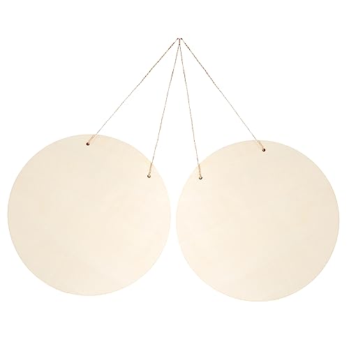 KOCKSHION 2Sätze DIY Holzschilder Runde Holzscheiben für Handwerk Unbearbeitetes Holzschild zum Basteln Dekoration und Projekte mit Juteseil von KOCKSHION