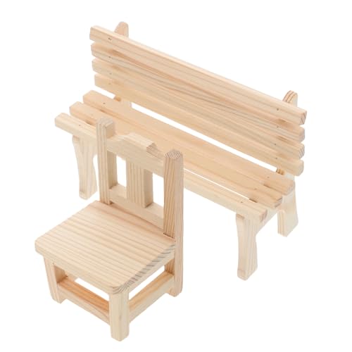KOCKSHION 2pcs Miniaturmöbelmodell Miniatur Holzstuhl Und Bank Puppenhaus Miniaturpark Bank Miniatur Gartenbank Winziger Stuhl KOCKSHION 2pcs Miniaturmöbelmodell Miniatur Holzstuhl Und Bank Puppenhaus Miniaturpark Bank Miniatur Gartenbank Winziger Stuhl von KOCKSHION