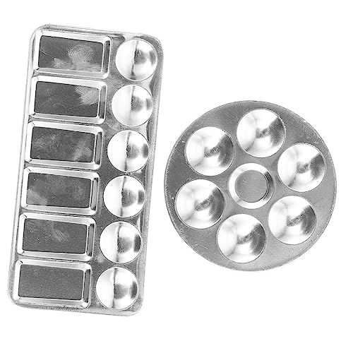 KOCKSHION 2st Edelstahlpalette Farbmischplatte Stahlblech Silber Farbwannen Malerei Farbtablett Kunstpaletten Zeichentablett Malplatte Aquarell Paletten Silver Rostfreier Stahl von KOCKSHION