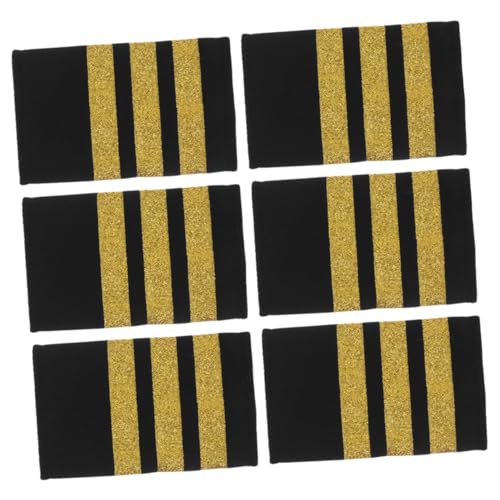 KOCKSHION 3 Paare Schulterklappen mit Goldenen Streifen Schwarze Epauletten für Piloten und Trainees Strapazierfähiges Material für Professionelle von KOCKSHION