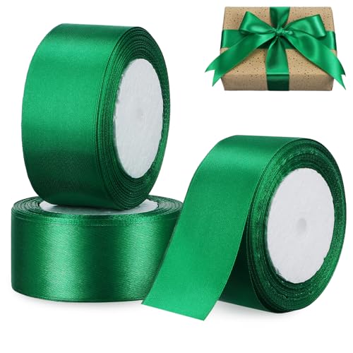 KOCKSHION 3 Rollen verpackung Band seidenband ribbon geschenkband set ripsband ziehschleifenband Wickelband Lametta Band für Geschenkverpackung Bänder für Handwerk Polyester Green von KOCKSHION