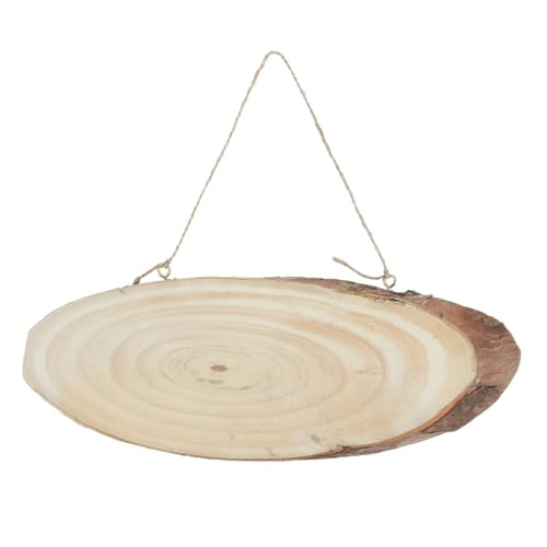 KOCKSHION 3 STÜCKE Oval Holz Hängeschilder Kiefer für DIY Bastelprojekte Natürliche Holzscheiben mit Jute Seil für Hochzeitsdekorationen und Kreative Gestaltungen von KOCKSHION