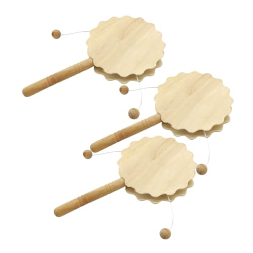 KOCKSHION 3 Stück Unbemalte Holz Rasseltrommel für DIY Malprojekte Handgefertigtes Musikinstrument für Kreative für Bastelbedarf und Erziehung von KOCKSHION