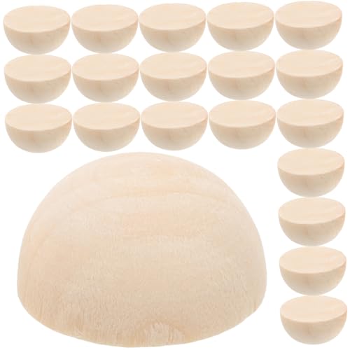 KOCKSHION 30 Stück Unfertige Halbe Holzkugeln Mini Hemisphere Bastelbedarf für DIY Projekte Unlackierte Holzperlen für Foto Requisiten und Heimdekorationen von KOCKSHION