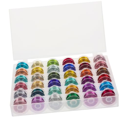 KOCKSHION 36 Rollen Stickgarn Metallic Farben Maschinenstickgarn für DIY Projekte Geeignet für Handarbeiten und Bastelarbeiten Farbiges Hochwertigem Material von KOCKSHION