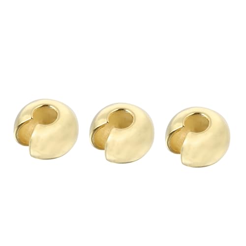KOCKSHION 3Stücke Crimpperlen Goldene Perlen für DIY Schmuckherstellung für Armbänder Halsketten und Mehr Langlebig Rostbeständig für Projekte von KOCKSHION