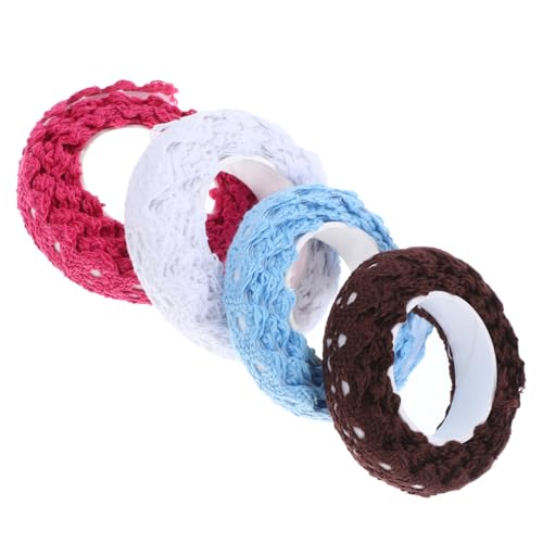 KOCKSHION 4 Rollen Strickkapner Gestrickt Spitzenbandaufkleber Diy Spitzenaufkleber Malerband Elegantes Spitzenband Gemustertes Band Scrapbook-klebeband Dekorativ Diy-klebebänder Stoff von KOCKSHION