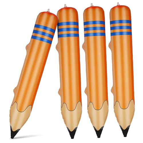 KOCKSHION 4 Stück Giant Inflatable Pencil Riesige Bleistift Dekoration Aufblasbare Wachsmalstifte für Schulpartys und Veranstaltungen Farbiges Design Schnelle Aufblasung von KOCKSHION