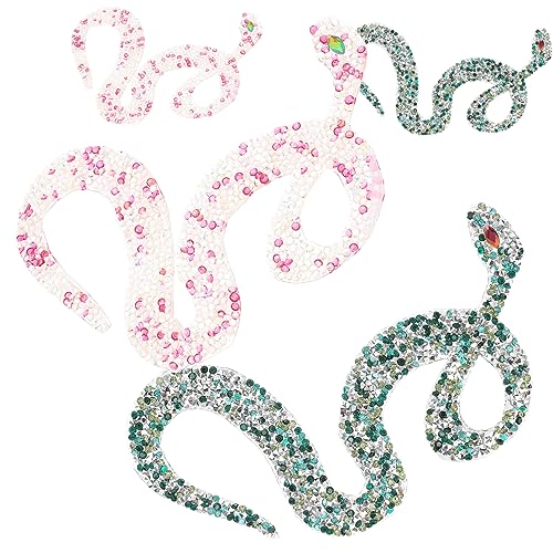 KOCKSHION 4 Stück Glitzernde Schlangenförmige Aufnäher für Kleidung Kreative DIY Patches mit Strass für Taschen und Textilien zum Reparieren und Dekorieren von KOCKSHION