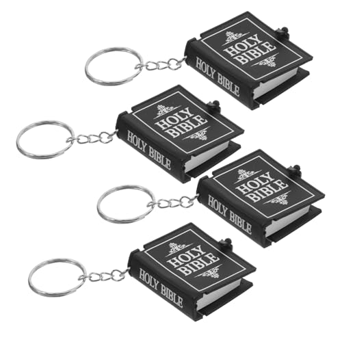 KOCKSHION 4 Stück Miniatur Bibel Schlüsselanhänger mit Inspirierenden Bibelversen Leichte Religiöse Anhänger in Schwarz und Silber als Geschenk Souvenir und Partydeko für Kirche und Alltag KOCKSHION 4 Stück Miniatur Bibel Schlüsselanhänger mit Inspirierenden Bibelversen Leichte Religiöse Anhänger in Schwarz und Silber als Geschenk Souvenir und Partydeko für Kirche und Alltag von KOCKSHION