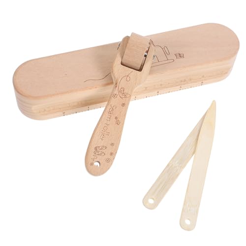 KOCKSHION 4 Stück Teiliges Set Buchenholz Nähwerkzeugen Schneiderklapper und Nahtroller für Quilten Bügeln Stoffbearbeitung Ergonomisch und Benutzerfreundlich für Präzises und Schutz der von KOCKSHION