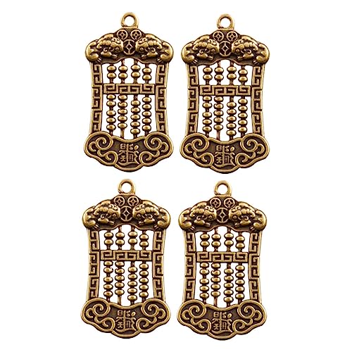 KOCKSHION 4 Stück Vintage Messing Schlüsselanhänger Ornament Schlüsselringe für DIY Handarbeiten Kleiner Anhänger mit Antikem Design für und Familie von KOCKSHION