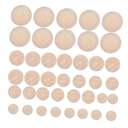 KOCKSHION 40Stücke Halbe Holzkugeln Naturholz Unvollendete DIY Bastelmaterialien für Graffiti Mini Hemisphäre Holzarbeiten und Bastelprojekte von KOCKSHION