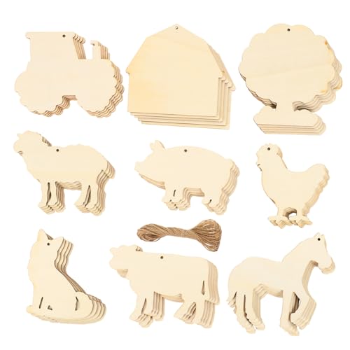 KOCKSHION 45Stücke DIY Holzscheiben zum Leere Holzornamente für Bastelprojekte für Heimdekoration und Kinderfreundlich und Einfach zu Gestalten von KOCKSHION