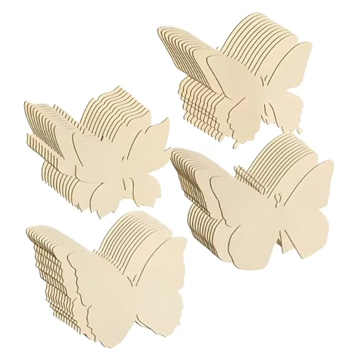 KOCKSHION 48 Stück Unlackierte Holzschmetterlinge für DIY Bastelprojekte für Kreative Dekorationen Malen und Handwerk für Partys und Hochzeiten von KOCKSHION